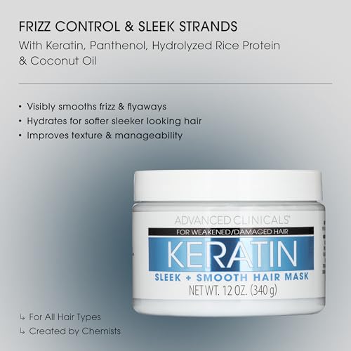 Keratin Hair Mask Treatment 12 Fl Oz Pack of 2 for Color-Treated, Dry & Frizzy Hair - Fortifying & Smoothing