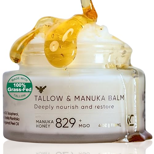 All-Natural Grass-Fed Beef Tallow & Manuka Honey Body Balm for Dry Skin