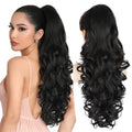 ALXNAN 24 Inch Curly Wavy Ponytail Extension Black | Clip-In Hair Extension