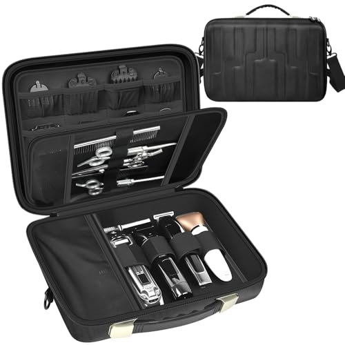 ANKHOH Barber Case for Ufree/for Wahl/for Andis/for Novah/for Solati Hair Clippers, Mens Beard Trimmer Universal Hair Tool Organizer, Barber Kit and Accessories Travel Bag (Box Only)