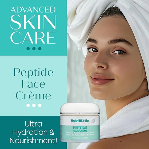 NutriBiotic Peptide Face Creme with GSE & Botanical Extracts 2 Oz Pack of 2 – Hydrating Collagen Support