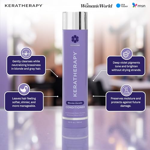 KERATHERAPY Keratin Infused Totally Blonde Violet Toning Conditioner, 10.1 fl. oz., 300 ml - Keratin Therapy Purple Conditioner for Blonde Hair, Brassy, Silver, & Highlighted - Sulfate & Paraben Free