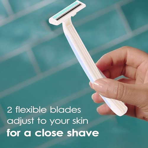 Women's Disposable Razors, 6 Count Shaving Razors for Women, 2 Blade Razor for Women Sensitive Skin Smooth Hair Removal (1 Packages of 6 Razors)