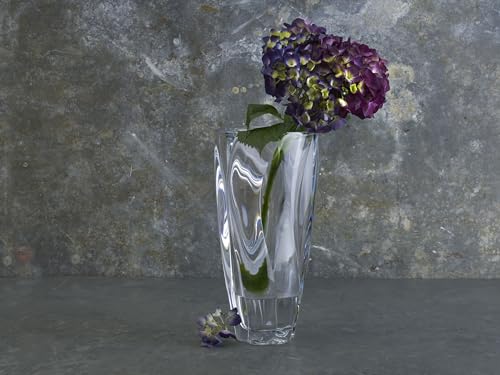 12-Inch Crystal Glass Flower Vase with Optical Twist Design