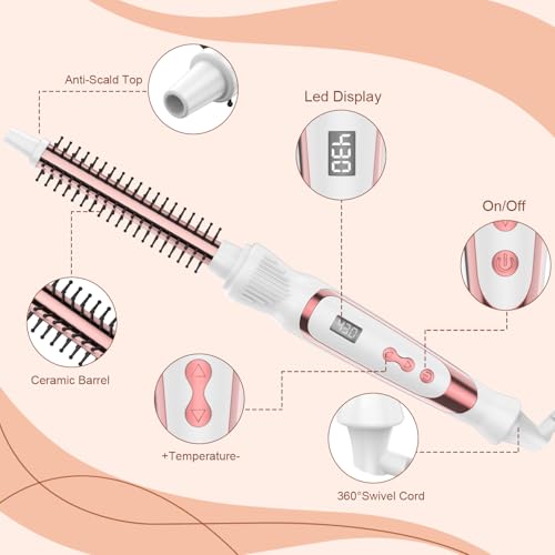 USHOW White 0.5 Inch Thermal Curling Brush for Voluminous Hair, Ionic Technology
