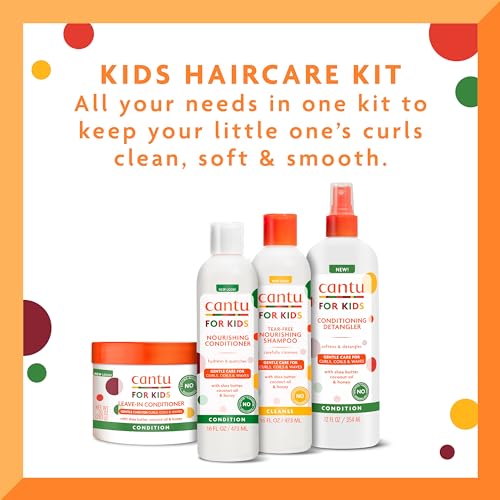 Kids Hair Care Set with Tear-Free Shampoo & Conditioner - Shea Butter, Detangler & Leave-In