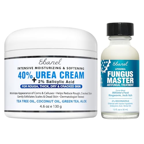 Ebanel Bundle of 40% Urea Cream 4.6 Oz, and Fungus Treatment 1 Oz