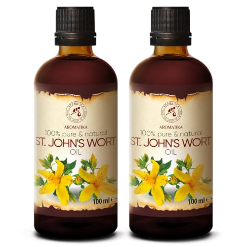 AROMATIKA St Johns Wort Oil 6.8 oz (2 x 3.4 fl oz) - Hypericum Perforatum Carrier Oil for Skin Hair & Body