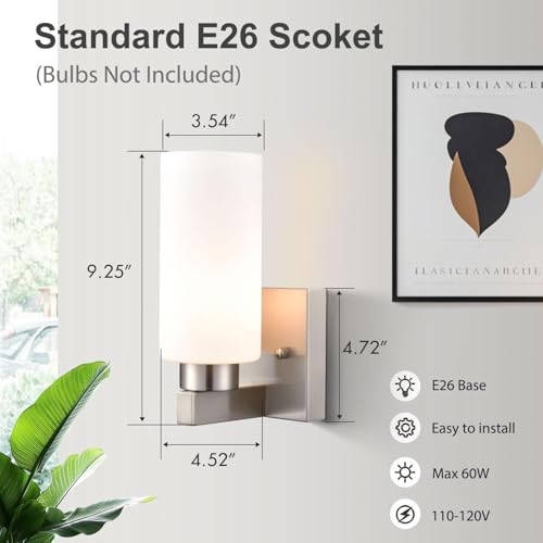 Modern Wall Sconces Set of 2 - Brushed Nickel Bathroom Vanity Lights