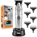 DSP Professional Hair Trimmer for Men, Beard Mustache Cordless Trimmer, Indicator Light with Charge Base, Zinc Alloy Body, Low Noise, Zero Gapped Edgers Trimmer (Silver)