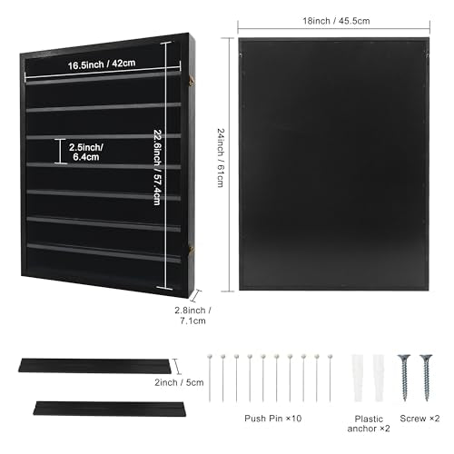 Hodeframe 18x24 Large Black Shadow Box Frame with Removable Shelves (Black, 18x24) – Deep Display Case for Collectibles