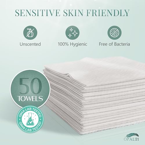 100% Viscose Face Towels, 10¡± x 12¡± Ultra Soft & Skin Friendly Face Cloths for Washing Face, 90GSM Luxury Care Towelettes for Unisex, Makeup Remover Facial Towels, 50 Count, 1 Pack