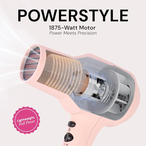 Blush PowerStyle Turbo Ionic Hair Dryer 1875W with Diffuser & Concentrator