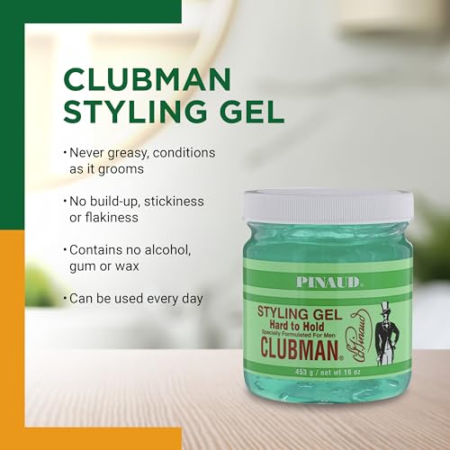 Clubman Pinaud Hard to Hold Styling Gel for Men, Extra Control, 16 Fl Oz (3 Pack)