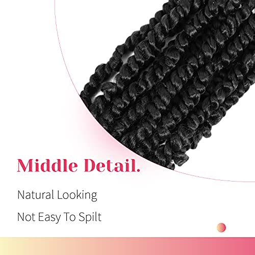 Passion Twist Crochet Hair 6 Inch for Black Women - Pre-Twisted, 1B, Pack of 8