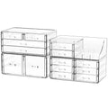 4 Pack Acrylic Makeup Organizer with 14 Drawers for Vanity and Bathroom Storage - Clear