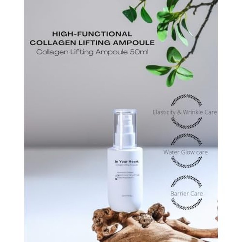 In Your Heart Collagen Lifting Ampoule 1.69 fl oz Anti-Aging Serum with French Hydrolyzed Collagen, Acetyl Hexapeptide-8, Adenosine, and Hyaluronic Acid for Skin Firming and Deep Hydration