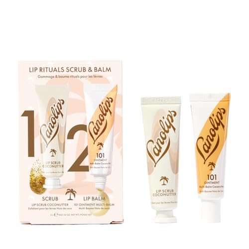 Lip Scrub & Lip Balm Set - Hydrating Lip Care Duo with Coconut & Lanolin