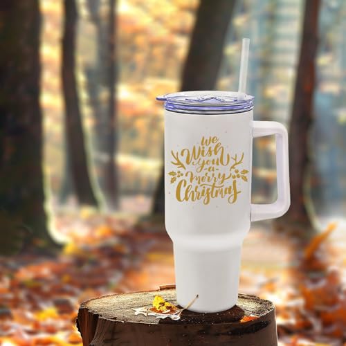 40oz Stainless Steel Sublimation Tumblers with Handle Set - White Bulk Drinkware for Custom Printing