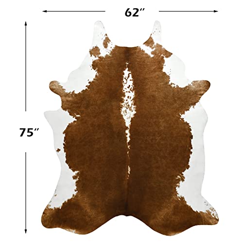 BENRON Faux Cowhide Rug Caramel 5'2" x 6'3" Irregular Cow Print Home Decor