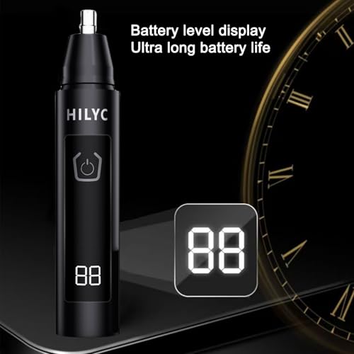 Professional Nose Hair Trimmer, LED Display, USB Rechargeable, Waterproof Double-Edge Blade for Men, Women, IPX7 Rated (Flat)