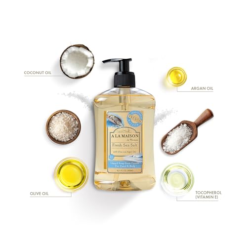 Fresh Sea Salt Hand Wash - Natural Liquid Hand Soap with Essential Oils - 16.9 Fl Oz, 6 Pack