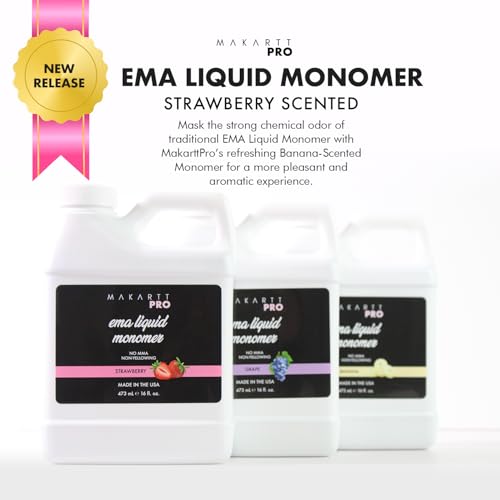 MakarttPro Strawberry Scented Monomer for Acrylic Nail Sets and Acrylic Nail Kit, 16oz - Medium to Fast Setting, MMA Free, Made in USA, Professional Quality Acrylic Liquid