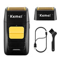 KEMEI Black Double Electric Foil Shaver for Men, Cordless Bald Head Razor