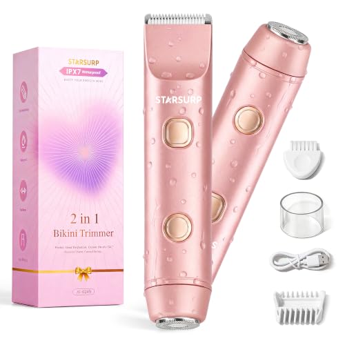 Starsurp Rose Gold Bikini Trimmer for Women - Electric Razor & Shaver with Dual Ceramic Blades