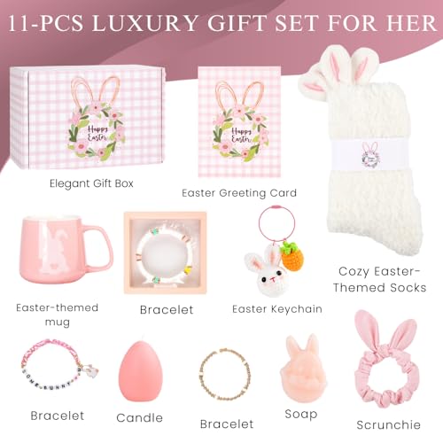 Easter Basket Stuffers for Teen Girls & Women - Bunny Gift Set with Tumbler, Mug & Bracelet - Easter_SpaGift