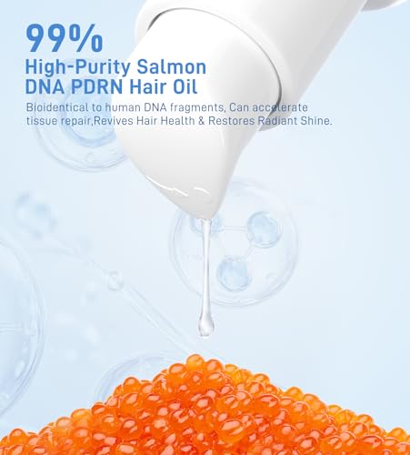 Salmon DNA Hair Oil with Argan & Jojoba for Deep Repair & Shine - Heat Protectant, Frizz Control, Lightweight - 2.03 fl oz