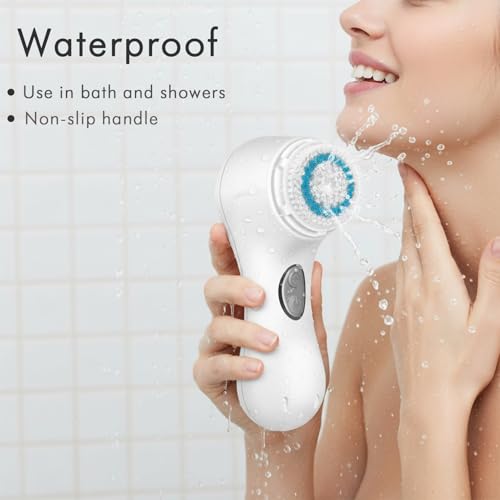 Microtree Electric Facial Cleansing Brush, Ultrasonic Vibrating Face Brush, 2 Speeds for Gentle Clean, Rechargeable Face Scrubber Exfoliator Waterproof Sonic Face Brushes for Cleansing