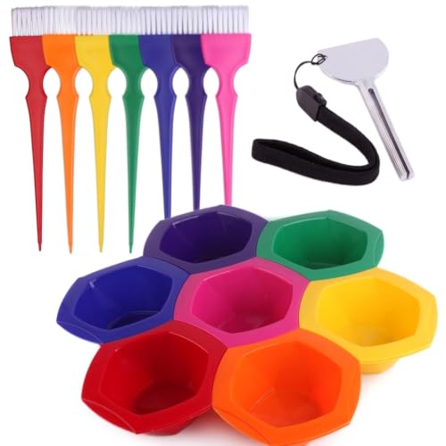PERFEHAIR 7-Piece Hair Dye Mixing Bowls & Brush Kit, 200ml Capacity, Rainbow Colors