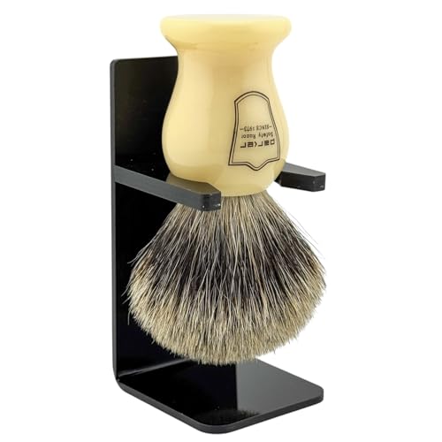 Premium Badger Shaving Brush with Faux Ivory Handle - 3-Band Pure Bristles
