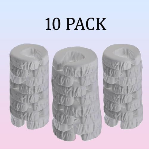 Pack of 10, Premium Microfiber Face Cradle Covers - Ultra Soft Fitted Massage Table Cradle Cover, Spa Table Headrest Protectors (Light Grey)