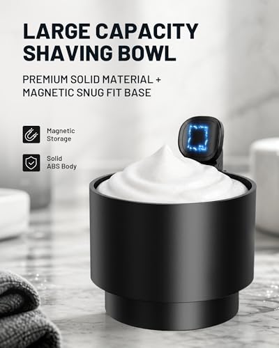 Electric Shaving Brush with Bowl - 30s Automatic Lather & Spin-Dry - Light Black