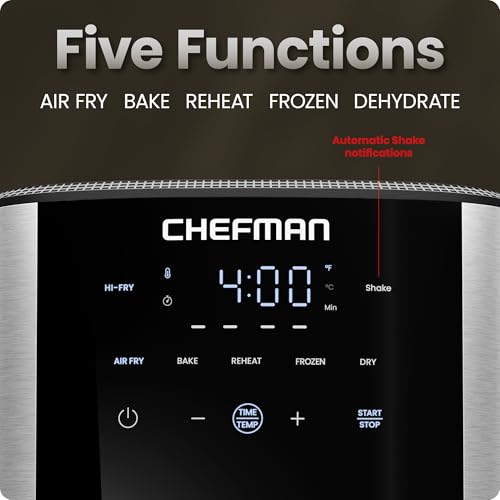 6 Quart Stainless Steel Air Fryer with 5-in-1 Functions and TurboFry 450°F