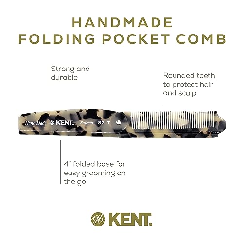 Kent 82T TW Handmade Folding Pocket Comb 2 Pack White Tokyo for Grooming