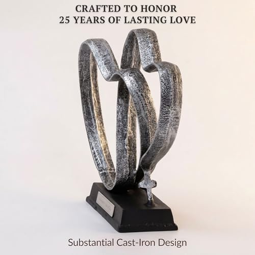 25th Anniversary Wedding Gift Set - Iron Hearts & Cross with Engraving (Standard Gift)