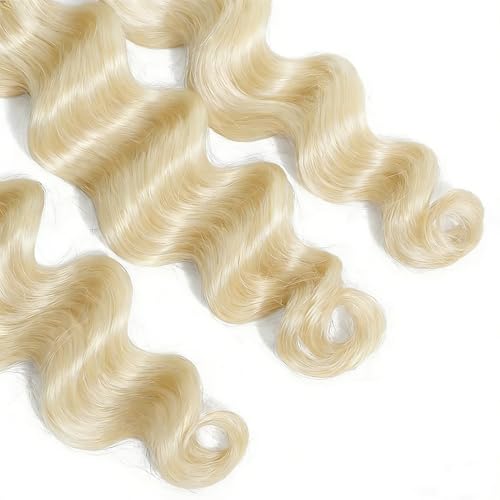 Blonde Human Hair Extensions Loose Wave Bundles - 14, 16, 18 Inch, 50g Each, Virgin Brazilian Hair, Variation #613/L