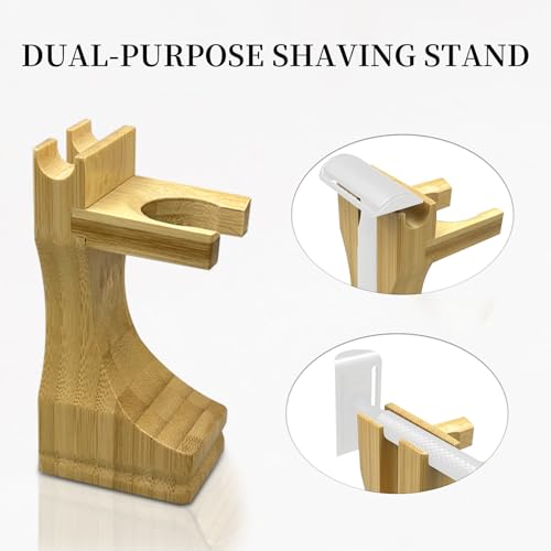 Men's Shaving Kit with Badger Brush, Bamboo Bowl & Stand - Wet Shaving Set