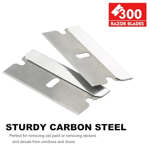 Great Andrew Single Edge Razor Blades, 300 Pack Straight Edge Razor Blade Safety Refills Blades Scraper for Box Cutting, Crafts, DIY, Heavy Duty & Industrial Use