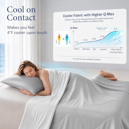 Cooling Comforter Queen 90x90 Silver Gray for Hot Sleepers - Breathable, Fluffy Bed Quilt