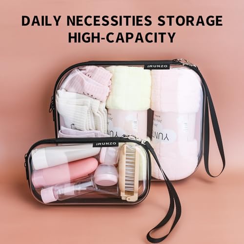 6 Pack Clear Hard Shell Zipper Cosmetic Cases with Handle - Waterproof Travel Organizer, Medium & Small Variants