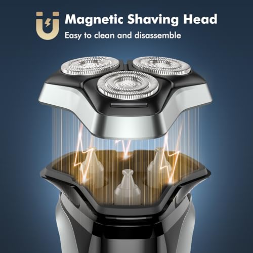 Electric Razor for Men, Rechargeable Electric Shaver with Pop-up Trimmer for Sideburns Trimmer, Wet Dry Cordless Electric Shaver, Travel Lock, IPX6 Waterproof