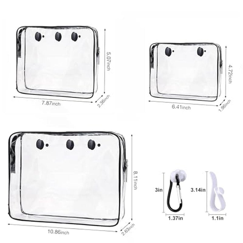 3 Packs Clear Beach Tote Bag Accessories Compatible with Bogg Bag Insert Bag Travel Cellphone Makeup Clean Toiletry Brush Organizer Cosmetic Divider Storage Inner Pouch