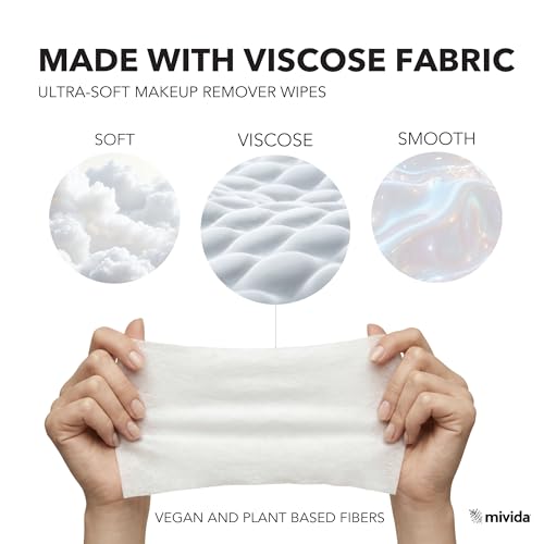 mivida Hypoallergenic Makeup Remover wipes Bulk with Hyaluronic Acid, Alcohol & Fragrance Free Makeup Wipes Sensitive Skin, Plant-Based Facial Wipes Make Up Remover, (4 Packs x 50 Wipes) Total 200ct