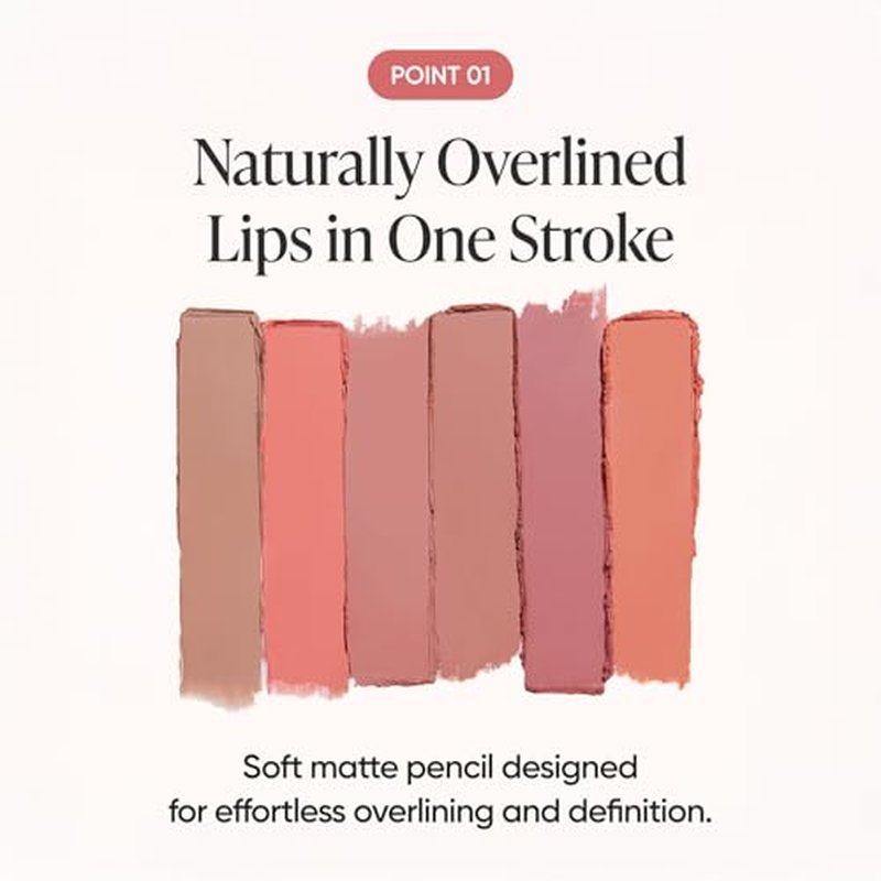 BANILA CO Smudging Lip Pencil | Soft Matte Lip Crayon for Natural & Overlined Lips | Creamy Texture & Long-Lasting Color with Blurring Effect (0.8g / 0.02 oz), PK01 Nude Rose