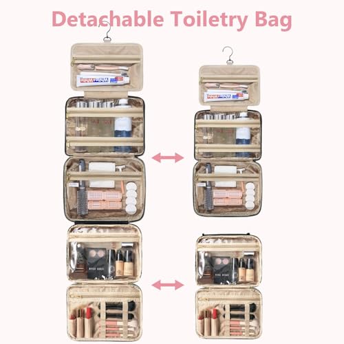 Large Detachable Travel Toiletry Bag for Women - Black Hanging Organizer
