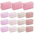 15 Pcs Pink Makeup Bag Bulk PU Cosmetic Pouches Preppy Waterproof Travel Toiletry Bags Aesthetic Storage Organizer Bags Party/Birthday Gift Favors for Teen Girls Women(Pink Series)